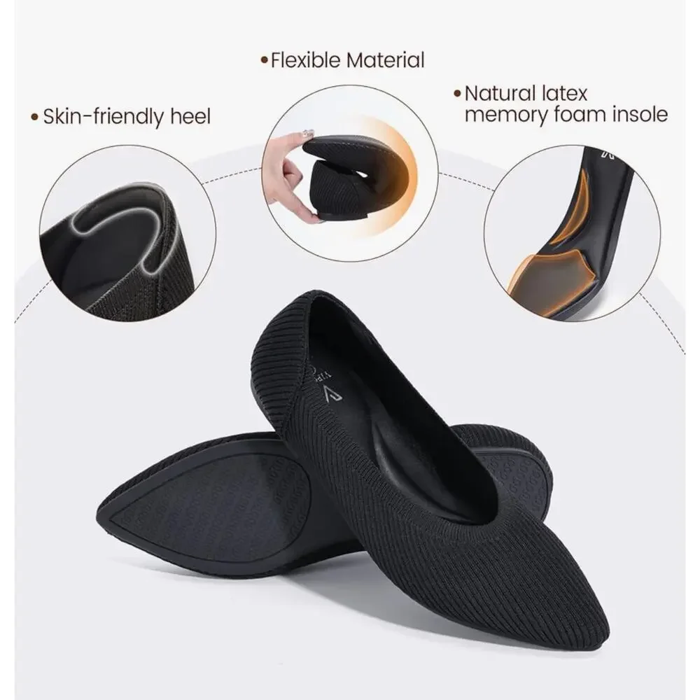 Vipost Knit Ballet Flats for Women Pointed Toe